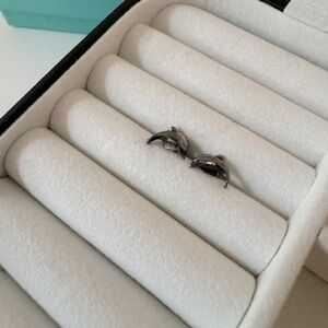 Sterling silver dolphin stud earrings